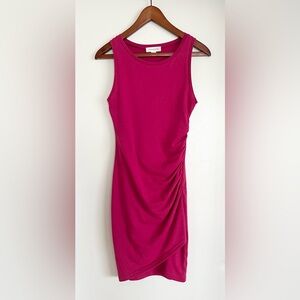 Treasure & Bond Ruched Side Sleeveless Dress | Pink Vivacious | XS